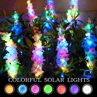 Tonulax Solar Garden Lights, 4 Pack Delphinium Flowers Lights With 32 Leds, Two Lighting Modes & Upgraded Solar Panel Outdoor For Garden Decoration,Yard Decor And Gift For Mother