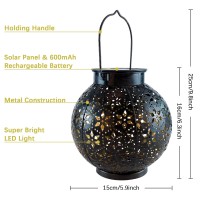 Genyestar 2 Pack Solar Outdoor Lanterns Waterproof,Decorative Retro Metal Solar Powered Lantern For Garden, Patio, Yard, Table, Pathway Decoration