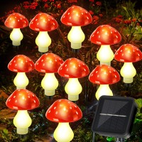 Reginary 12 Pcs Outdoor Solar Led Mushroom Lamp Light Up Garden Mushroom Solar Lights 8 Modes Waterproof Garden Lamp Outside Dec