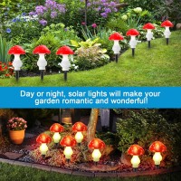 Reginary 12 Pcs Outdoor Solar Led Mushroom Lamp Light Up Garden Mushroom Solar Lights 8 Modes Waterproof Garden Lamp Outside Dec