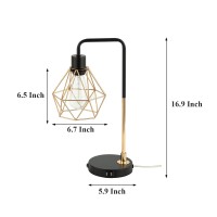 Cotulin Touch Control Black Gold Table Lampmodern Industrial Desk Lamp With 2 Usb Charging Ports3Way Dimmable Bedside Nightst