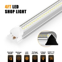 Onlylux Led Shop Light 4Ft 6000K 50W 7500Lm Linkable Utility Ceiling Light Fixture 4 Foot T8 Integrated Led Tube Lights V Sha