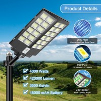 Deepn 4200W Solar Street Light Outdoor Waterproof 450000 Lumens Dusk To Dawn Solar Flood Lights Outdoor Motion Sensor Led Solar