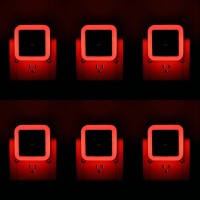 Kinur 6 Pack Red Night Light Led Night Lights Plug Into Wall With Dusk To Dawn Sensors Plug In Night Lights For Kids Room Bed