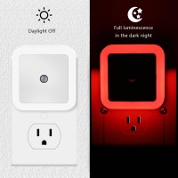 Kinur 6 Pack Red Night Light Led Night Lights Plug Into Wall With Dusk To Dawn Sensors Plug In Night Lights For Kids Room Bed