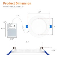 Meconard 12 Pack 6 Inch 5Cct Led Canless Recessed Lighting With Night Light 2700K3000K3500K4000K5000K Selectable Ultrathin