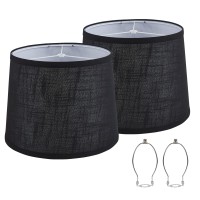 Black Bedside Lamp Shades Set Of 2 Replacement, Fabric Lampshades For Table Lamps Floor Lamps, Medium Lampshades 13