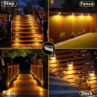 Moongege Solar Outdoor Deck Lights: 10Pack 30Led Fence Solar Step Outside Lights Waterproof,Stainless Steel Outdoor Stair Fence Porch Lights Lamp Solar Powered For Wall Outside Garden Pool Balcony