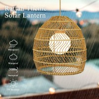 Wonder Solar Chandelier Outdoor Lanterns - Solar Hanging Lantern With Remote Outdoor Pendant Lights For Gazebo Porch Patio