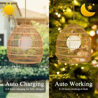 Wonder Solar Chandelier Outdoor Lanterns - Solar Hanging Lantern With Remote Outdoor Pendant Lights For Gazebo Porch Patio