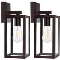 2Pack Outdoor Wall Light Fixtures Exterior Waterproof Wall Lanterns With Clear Glass Antirust Brown Outside Wall Sconces Mo