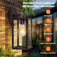 2Pack Outdoor Wall Light Fixtures Exterior Waterproof Wall Lanterns With Clear Glass Antirust Brown Outside Wall Sconces Mo