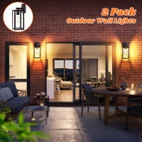 2Pack Outdoor Wall Light Fixtures Exterior Waterproof Wall Lanterns With Clear Glass Antirust Brown Outside Wall Sconces Mo