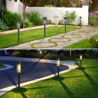 Mancra 8 Pack Solar Pathway Lights Outdoor Led Solar Garden Lights Glass Stainless Steel Solar Landscape Lights Up To 12 Hrs Ou