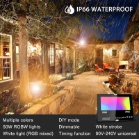 Melpo Led Flood Light Outdoor 500W Equivalent 5000Lm Smart Rgb Landscape Lighting With App Control Diy Scenes Timing Warm