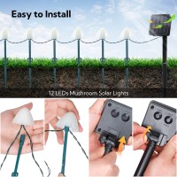 Pellimo Set Of 12Pcs Mushroom Solar Garden Lights 2 Modes 145Ft Solar Powered Mushroom Night String Lights Waterproof For Outdo