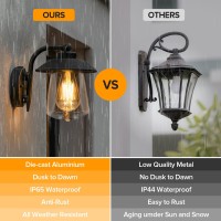 Lutec Outdoor Dusk To Dawn Wall Lantern, Farmhouse Barn Wall Light Fixture, Antique Rust Finish Wall Mount Light, Waterproof Porch Light With Clear Glass For Exterior, Patio(Bulb Included)