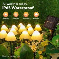 Pellimo Solar Garden Lights Set Of 12Pcs 145Ft Mini Mushroom Solar Lights Outdoor Waterproof 2 Modes Cute Mushroom Shaped Pathw