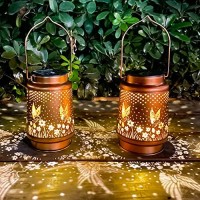 2 Pack Hummingbird Solar Lantern Lights Outdoor Decor, Hanging Metal Decorations Waterproof With Led Light, Landscape Lights For Garden Patio Yard Lawn Backyard Front Porch Gifts For Mom Grandma