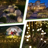 Beloee Firefly Garden Lights Solar Outdoor - Solar Powered Firefly Garden Lights 4Pcs With Xxl Large Size Solar Panel, Dancing In The Wind Solar Lights Outside For Pathway Yard High Grass Flower Decor