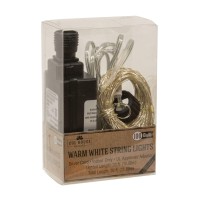 100ct LED Warm White Bud Lights is a set of 100 warm white lights on a silver cord with four inches of space beween each bulb Lights come with an AC Adapter and are only to be used indoors Measures 45 feet in length