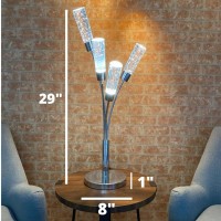 4 Crystal Cylinders, Table Lamp, Integrated Led, Chrome(D0102Hge4F7)