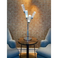 4 Crystal Cylinders, Table Lamp, Integrated Led, Chrome(D0102Hge4F7)