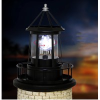 Solar Lighthouse Rotating Light 360 Degree Light Houses Lamp For Yard Ip65 Waterproof Durable Lighthouse Lamps Towers Statue