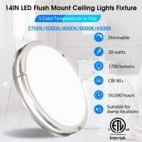 Dimmable Led Flush Mount Ceiling Light Fixture 14 Inch Ceiling Lights For Kitchen Bedroom Bathroom Hallway 2700K3000K4000