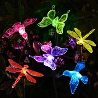 Solpex Solar Garden Lights, 6 Pack Solar Butterfly Lights Christmas Outdoor Decorations, Multi-Color Changing Led Solar Light Stakes, Solar Yard Lights For Garden, Patio & Lawn, Solar Bird Lights