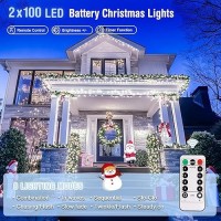 Jmexsuss 2 Pack White Battery Operated Christmas String Lights Each 33Ft 100 Led Wedding Lights Outdoor Indoor With 8 Modes Re