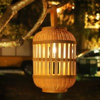 Solar Lanterns Lights, Rattan Bamboo Lamp Solar Rattan Table Lamp Waterproof For Patio Yard Garden Wedding Home Decoration Outside Porch Tabletop Decor