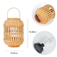 Solar Lanterns Lights, Rattan Bamboo Lamp Solar Rattan Table Lamp Waterproof For Patio Yard Garden Wedding Home Decoration Outside Porch Tabletop Decor