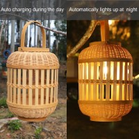 Solar Lanterns Lights, Rattan Bamboo Lamp Solar Rattan Table Lamp Waterproof For Patio Yard Garden Wedding Home Decoration Outside Porch Tabletop Decor