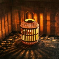 Solar Lanterns Lights, Rattan Bamboo Lamp Solar Rattan Table Lamp Waterproof For Patio Yard Garden Wedding Home Decoration Outside Porch Tabletop Decor