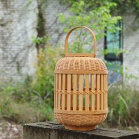 Solar Lanterns Lights, Rattan Bamboo Lamp Solar Rattan Table Lamp Waterproof For Patio Yard Garden Wedding Home Decoration Outside Porch Tabletop Decor