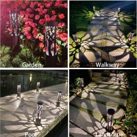 Pumpsun 4Pack Solar Pathway Lights Outdoor, Landscape Lighting Dust To Dawn Solar Lights For Garden Decor, Metal Path Lights Solar Powered Lights For Yard Lawn Patio Walkway Warm Yellow