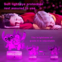 Nine Square Egou Stitch Night Light With Timer Remote & Smart Touch 7 Colors Changing Dimmable Lamp Cool Room Decor For Bedroom Boys