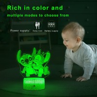 Nine Square Egou Stitch Night Light With Timer Remote & Smart Touch 7 Colors Changing Dimmable Lamp Cool Room Decor For Bedroom Boys