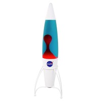 Fizz Creations Nasa Inspired Rocket Lava Lamp. Includes Blue Liquid & Red Lava. 43Cm/17-Inch Tall. Mains Powered. Includes 1 X R39 E14 25W Bulb. Nasa Inspired Space Merchandise.