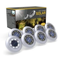 Solar Lights Outdoor, 2023 New Upgrade Disk Lights, Solar In-Ground Lights For Landscape Walkway Lawn Steps Decks For Patio , Led Lamps, Waterproof, White