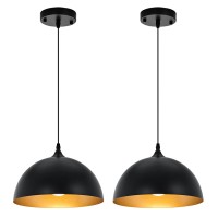 Sesiment Farmhouse Pendant Lighting For Kitchen Island Black And Gold Dome Pendant Light Fixtures Industrial Hanging Ceiling Li