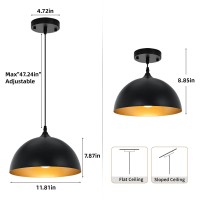 Sesiment Farmhouse Pendant Lighting For Kitchen Island Black And Gold Dome Pendant Light Fixtures Industrial Hanging Ceiling Li