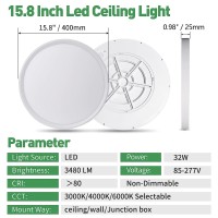 158 Inch Led Flush Mount Ceiling Light 32W 3480Lm 3000K4000K6000K Cct Selectable Round Flat Panel Light Low Profile Ceili