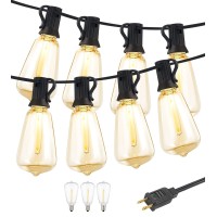 Glsbuld Outdoor String Lights For Outside, 100Ft Led Patio Lights,Party Lights With 30 Sockets And 3 Spare Shatterproof St38 Edison Bulbs, Outdoor Hanging Lights For Christmas, Porch,Backyard