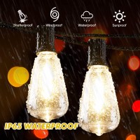 Glsbuld Outdoor String Lights For Outside, 100Ft Led Patio Lights,Party Lights With 30 Sockets And 3 Spare Shatterproof St38 Edison Bulbs, Outdoor Hanging Lights For Christmas, Porch,Backyard