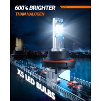 Sealight H13 9008 Light Bulbs 22000 Lumens, 6500K Diamond White Super Bright Bulbs X5 Light, Plug And Play, Fog Bulbs - Pack Of 2