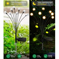 E-Kong Solar Garden Lights, 4 Pack 32 Led Solar Lights Outdoor Waterproof, Bright Warm White Solar Powered Firefly Lights, Wind Dance Solar Lights For Outside Backyard Walkway Halloween Decoration