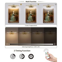 Jusheng Wireless Picture Light With Remote And Timer Battery Operated Art Light With Swing Arm Rechargeable Gallery Lighting D