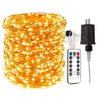 Resnice 200Ft Long Fairy Lights Plug In Waterproof Outside Copper Wire String Lights With Remote 600 Highbright Leds For Garden